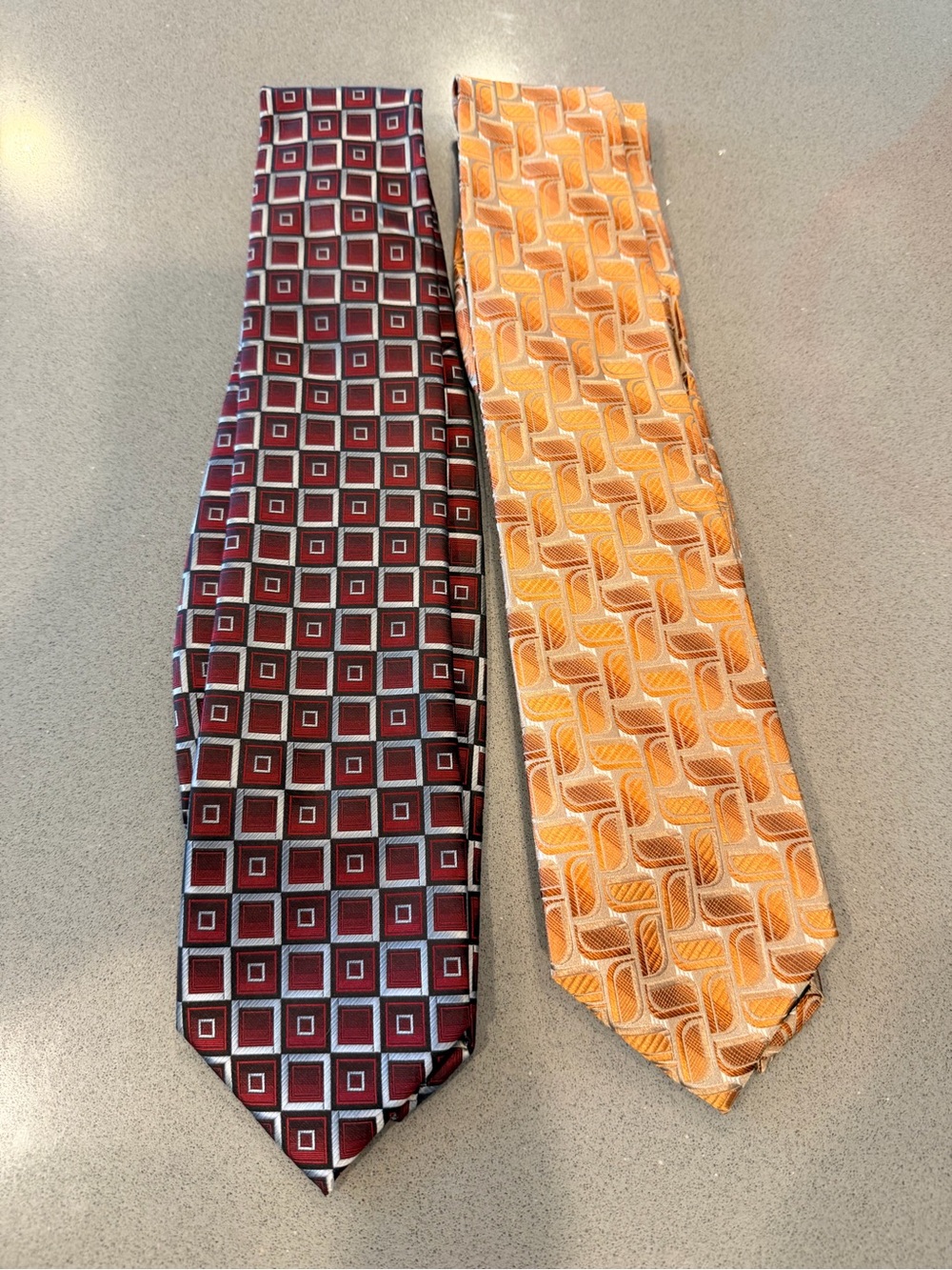 Van Heusen Burgundy and Orange Patterned Silk-Style Ties